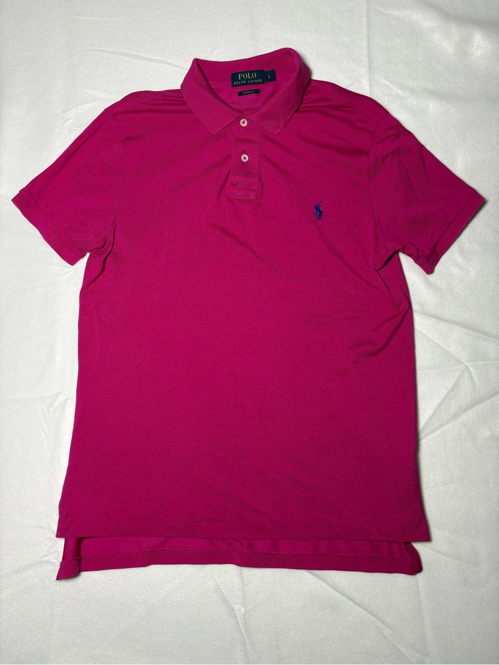 Polo by Ralph Lauren Men's Pink Custom Fit Polo Shirt Size L